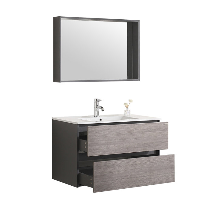 Orren Ellis Aldwych 36'' Wall Mount Single Bathroom Vanity Set with
